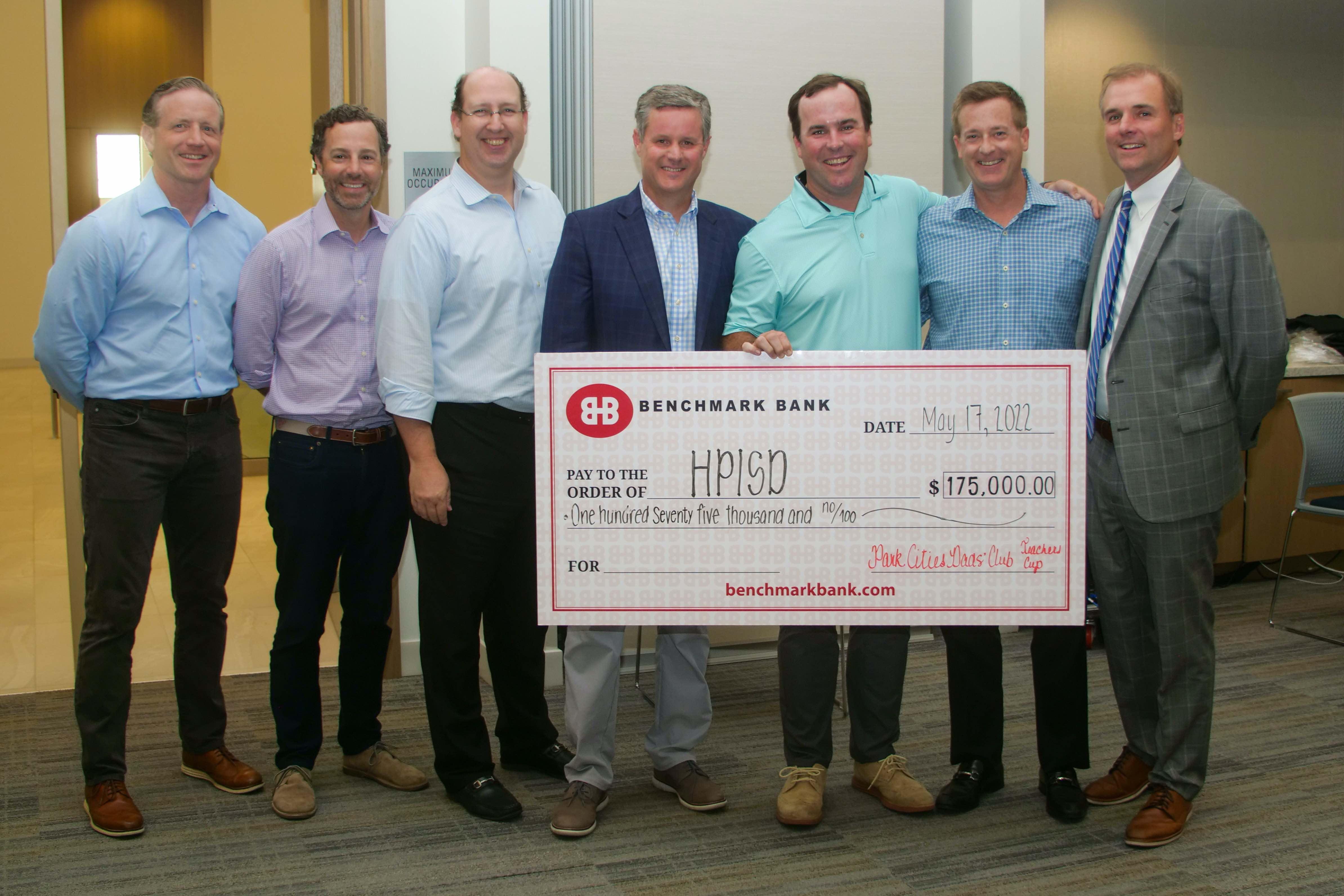 Park Cities Dads Club check presentation to HPISD May 2022